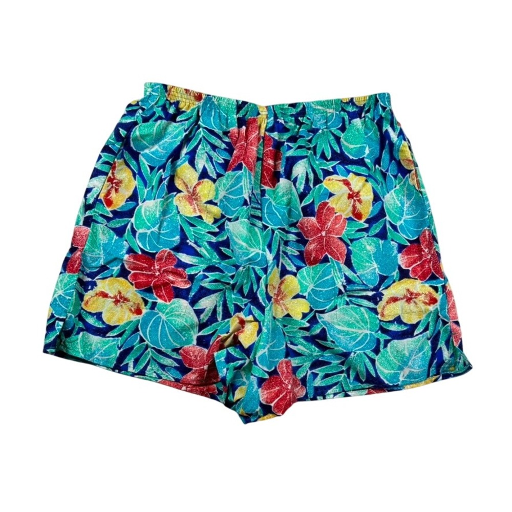 LL Bean Vintage Shorts Mens Floral Nylon Tropical Hibiscus 90s Baggies USA